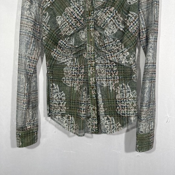 NWT $295 RAMY BROOK [ Small ] Hamilton Mesh Long Sleeve Top Sage Tartan 7136 - Picture 9 of 16